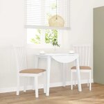 vidaXL Chaises à manger coussins 2 Pièces blanc bois massif caoutchouc
