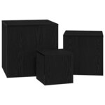 Ensemble de 3 tables d'appoint empilables en bois d'ingénierie noir