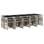 vidaXL Ensemble à manger de jardin 11Pièces avec coussins gris poly rotin