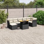 vidaXL Salon de jardin 8 Pièces avec coussins noir résine tressée