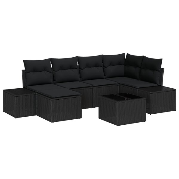 vidaXL Ensemble de canapé de jardin 7 pièces avec coussins Beige Poly Rattan