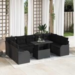 vidaXL Ensemble de canapé de jardin 10 Pièces Noir 100 x 55 x 73 cm