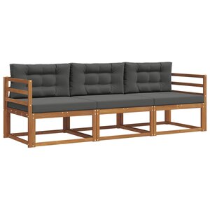 vidaXL Ensemble de canapés d'extérieur 3 pc Naturel et Anthracite