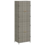vidaXL Armoire de rangement jardin Gris 59x40x180 cm Résine tressée