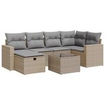 vidaXL Salon de jardin avec coussins 7 Pièces beige résine tressée