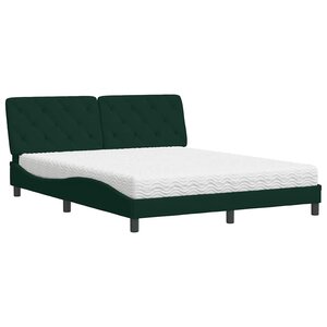 vidaXL Lit avec matelas vert foncé 160x200 cm velours