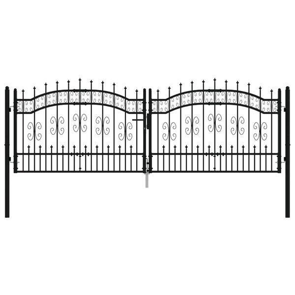 vidaXL Portail et sommet de lance Noir 305x151 cm Acier enduit poudre