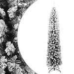 vidaXL Sapin de Noël artificiel mince flocon de neige vert 210 cm PVC