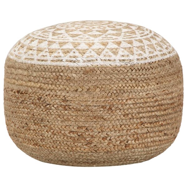 vidaXL Pouf fait à la main Blanc 45x30 cm Jute