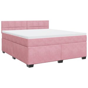 vidaXL Sommier à lattes de lit avec matelas Rose 180x200 cm Velours