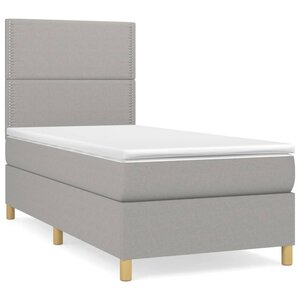vidaXL Sommier à lattes de lit avec matelas Gris clair 100x200cm Tissu