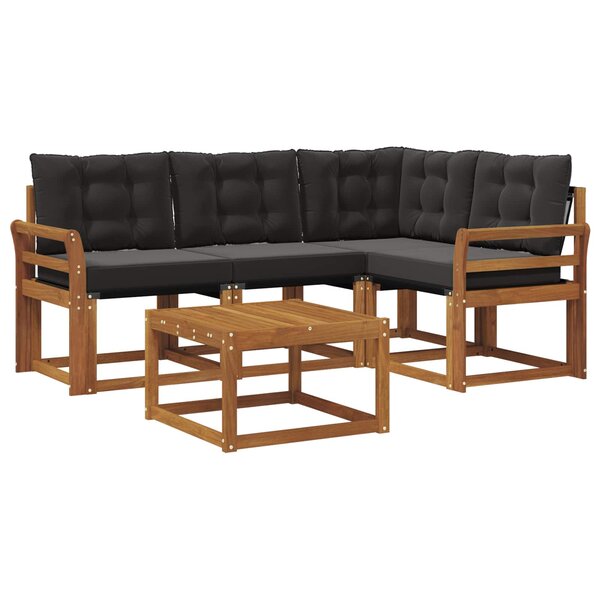 vidaXL Ensemble de canapés d'extérieur 5 pc Naturel et Noir
