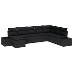 vidaXL Ensemble de jardin de 8 pièces avec coussins en poly rattan noir