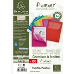 Paquet 100 Chemise à fenêtre FOREVER Fuchsia EXACOMPTA