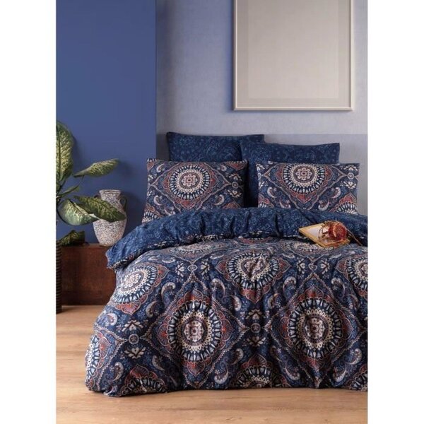 Parure de lit - housse de couette 220 x 240 + 2 taies d'oreiller 60 x 60  65  coton- Bleu