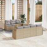 Ensemble de Canapé de Jardin vidaXL 8 Pièces avec Coussins Beige Rattan Poly