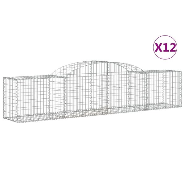 vidaXL Paniers à gabions arqués 12 Pièces 300x50x60/80 cm fer galvanisé