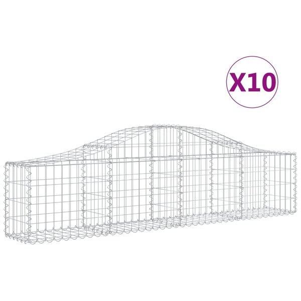 vidaXL Paniers à gabions arqués 10 Pièces 200x30x40/60 cm Fer galvanisé