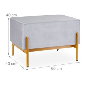 Banquette rectangulaire décorative pour entrée salon 60 x 40 x 43 cm assise rembourrée style élégant en velours gris 13_0015955