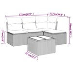 vidaXL Salon de jardin 5 Pièces avec coussins gris résine tressée