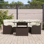 vidaXL Ensemble de canapé de jardin 7 Pièces Marron Poly rotin