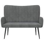 vidaXL Sofa 2 places Gris foncé 115 x 61 x 87 cm Velours (V)