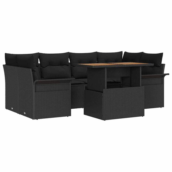 vidaXL Ensemble de canapé de jardin 7 Pièces Noir 100 x 55 x 73 cm