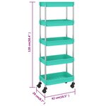 vidaXL Chariot de cuisine 5 niveaux Turquoise 42x29x128 cm Fer et ABS