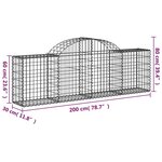 vidaXL Paniers à gabions arqués 8 Pièces 200x30x60/80 cm Fer galvanisé