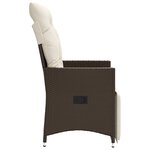 vidaXL Chaise inclinable de jardin avec coussins marron résine tressée