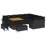vidaXL Ensemble de canapé de jardin 12 Pièces Noir 100 x 100 x 71 cm