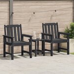 vidaXL Chaises de jardin 2 Pièces Noir HDPE