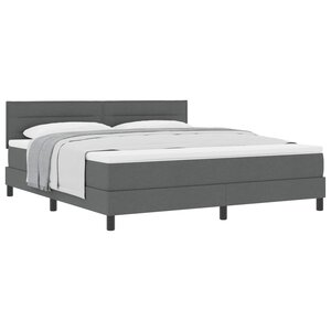 vidaXL Lit à ressorts avec tête de lit Gris foncé 180 x 200 cm tissu