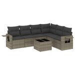 vidaXL Salon de jardin avec coussins 7 Pièces gris résine tressée