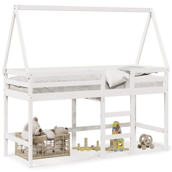 vidaXL Lit superposé avec échelle et toit sans matelas blanc 90x200 cm