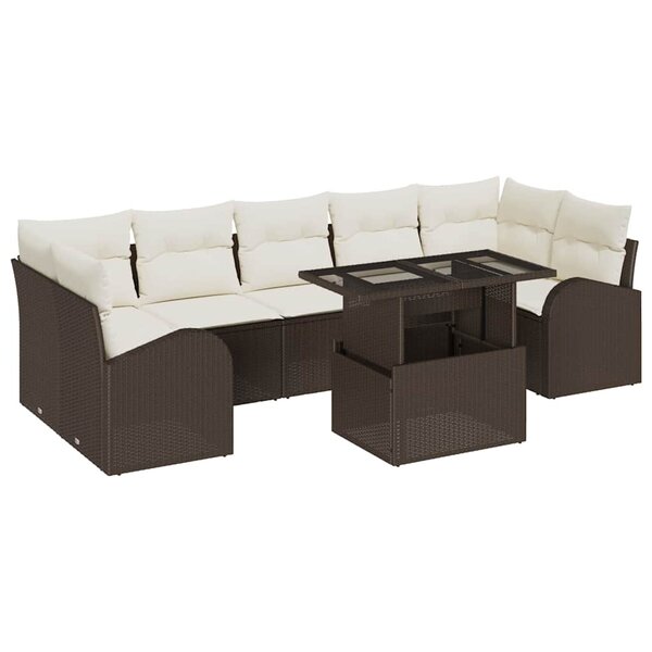 vidaXL Ensemble de canapé de jardin 8 Pièces Marron Poly rotin