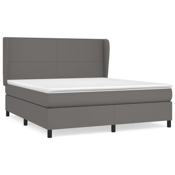 vidaXL Sommier à lattes de lit avec matelas Gris 180x200 cm Similicuir