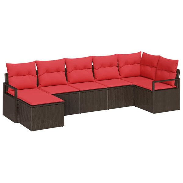 vidaXL Ensemble de Canapés avec coussin 7 Pièces Marron polyrotin