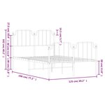 vidaXL Cadre de lit métal avec tête de lit/pied de lit blanc 120x190cm