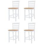 vidaXL Table et chaises de bar 5 Pièces Bois massif Marron et blanc