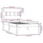 vidaXL Cadre de lit sans matelas noir 75x190 cm bois massif