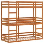 vidaXL Lit superposé triple marron cire 90x190 cm bois de pin massif
