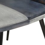 vidaXL Fauteuil avec repose-pieds Gris Cuir véritable et toile
