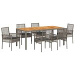 vidaXL Ensemble de jardin 7 pièces avec coussins gris en poly rotin