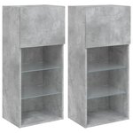 vidaXL Meubles TV avec lumières LED 2 Pièces gris béton 40 5x30x90 cm