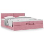 vidaXL Cadre de lit ottoman avec matelas rose 200x200 cm velours