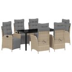 vidaXL Ensemble de 7 Pièces de Salle à Manger de Jardin Beige Rattan Poly
