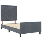 vidaXL Cadre de lit avec tête de lit Gris foncé 90 x 200 cm Velours
