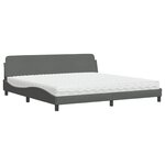 vidaXL Lit avec matelas Dover gris foncé 200x200 cm tissu