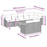 vidaXL Ensemble de canapé de jardin 9 Pièces Gris et bleu marine